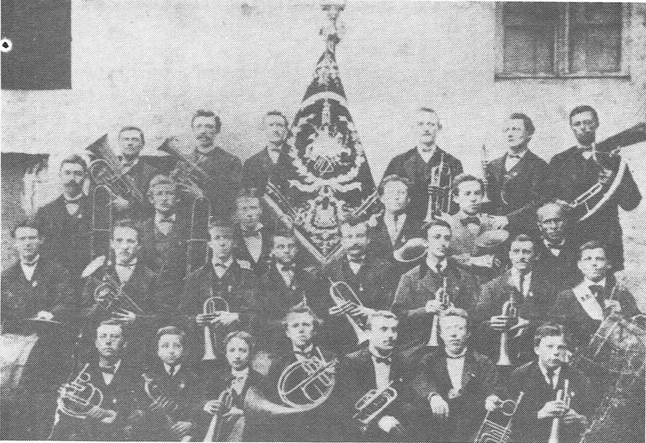 De Koninklijke Fanfare van Diegem bij haar eerste lustrum (1872).